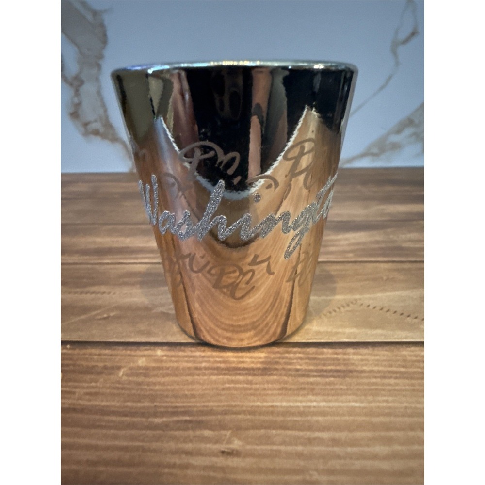 Washington D.C. Shot Glass~2 1/4 inch Tall~Copper Colored with Glittery Writing